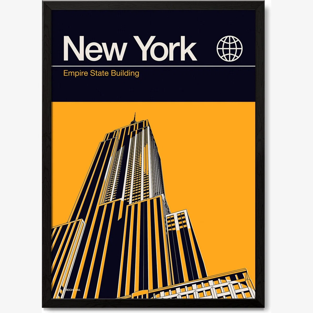 New York Empire State Building Modernist Architectural Travel Poster A3 297 X 420Mm Reign & Hail – image 1