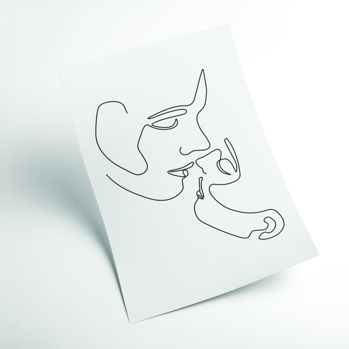 Black One Line Kiss Medium Stanley Print House – image 2