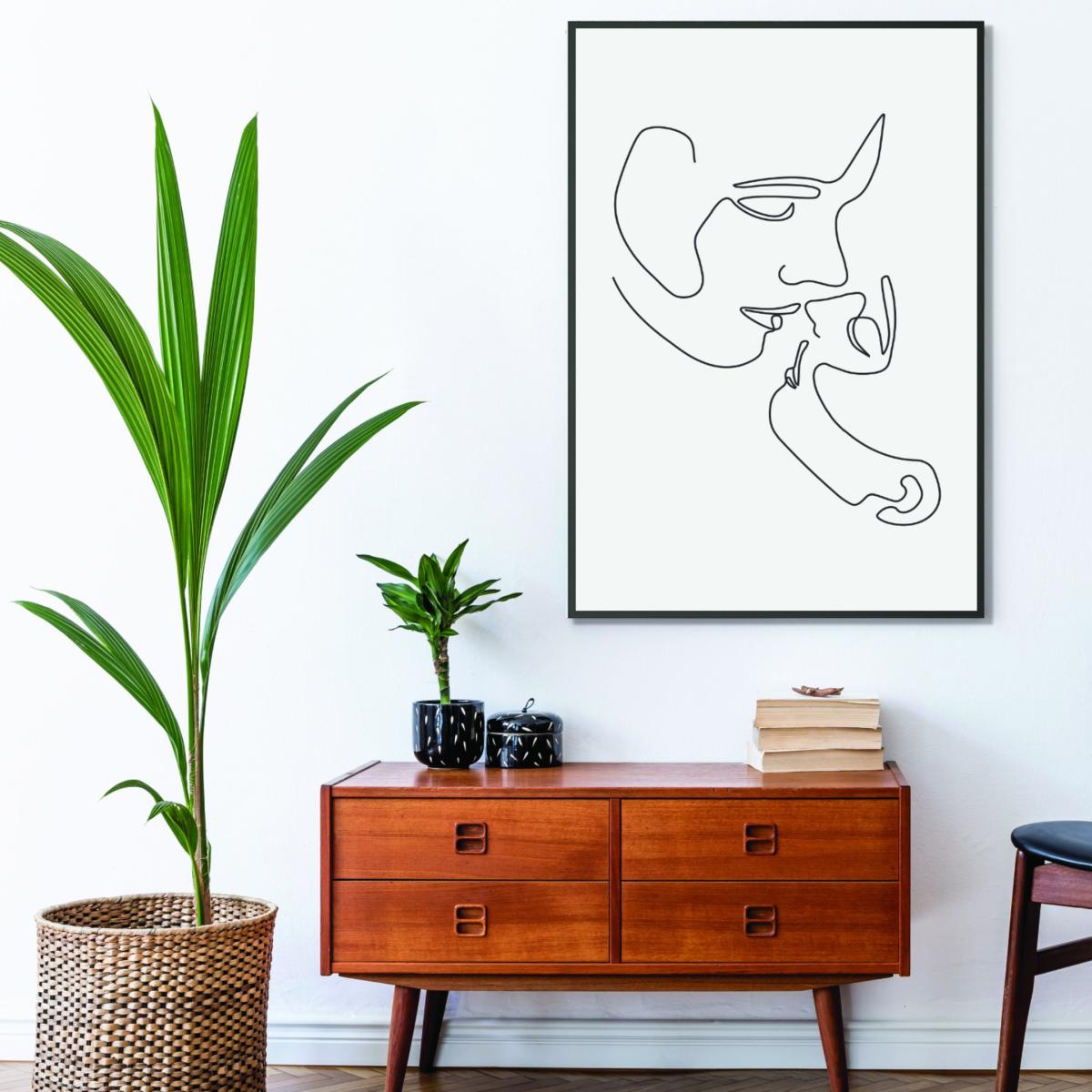Black One Line Kiss Medium Stanley Print House – image 3