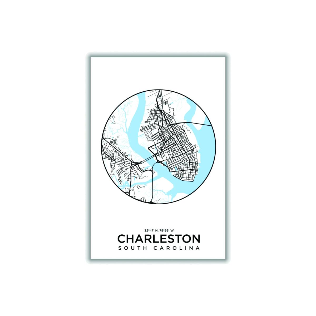 Blue Map Of Charleston A2 420 X 594Mm Stanley Print House – image 1