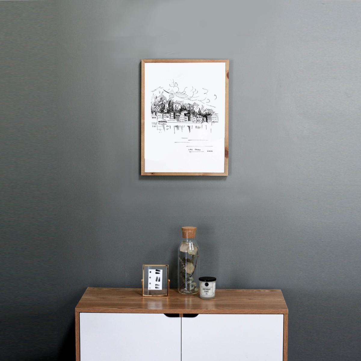 Black / White Lake Como Landscape Illustration Awol – image 11