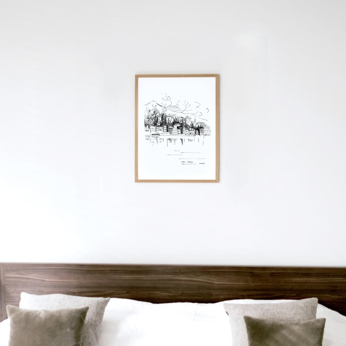 Black / White Lake Como Landscape Illustration Awol – image 10
