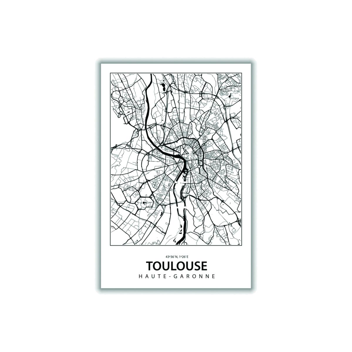 Black Map Of Toulouse A1 594 X 841Mm Stanley Print House – image 1