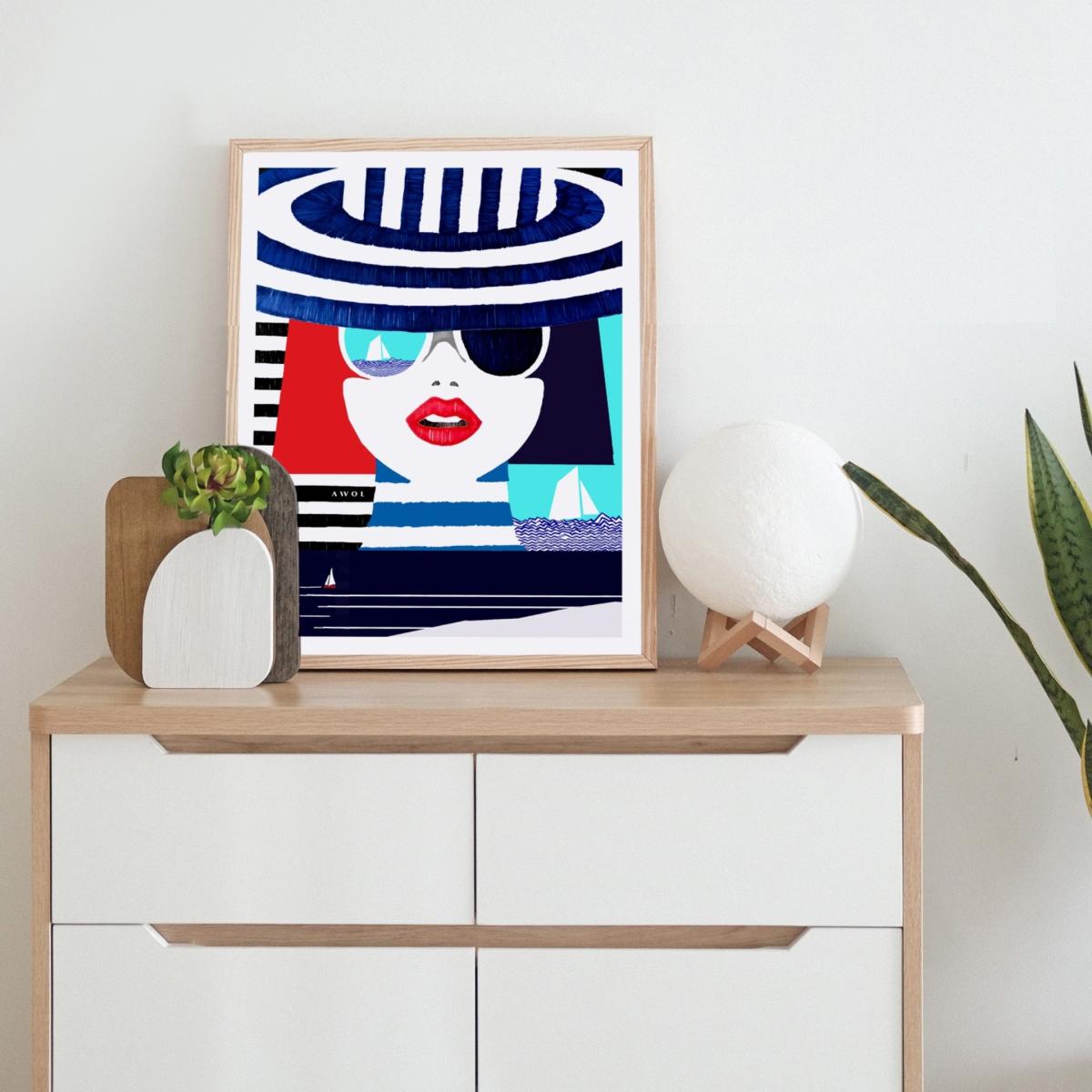 Blue / White / Red Portrait On The French Riviera: Slow Living In Style Art Print Awol – image 2