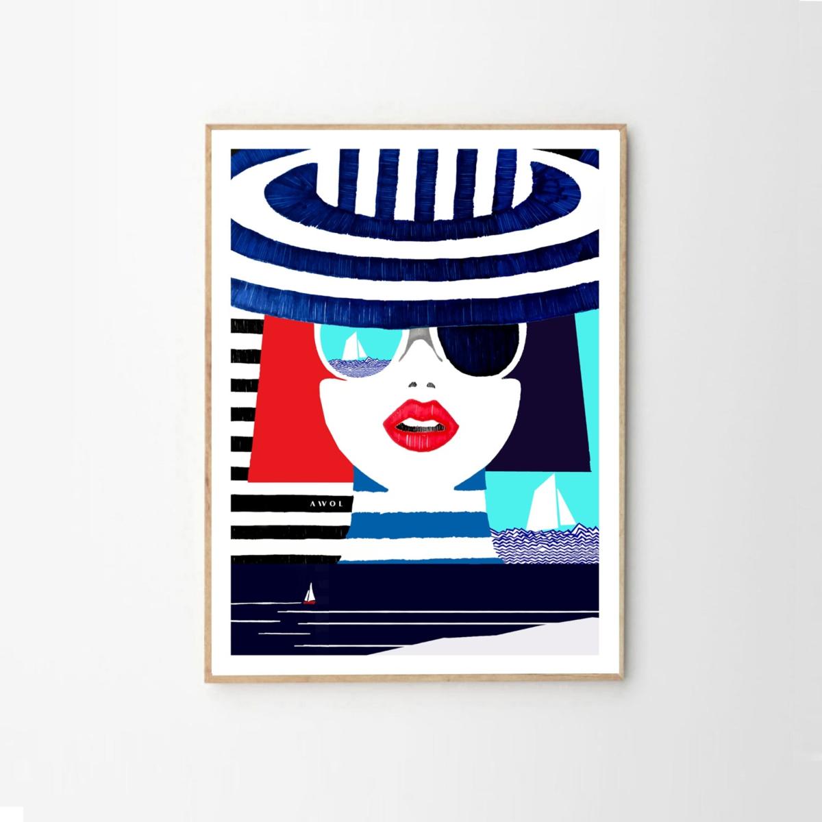 Blue / White / Red Portrait On The French Riviera: Slow Living In Style Art Print Awol – image 11