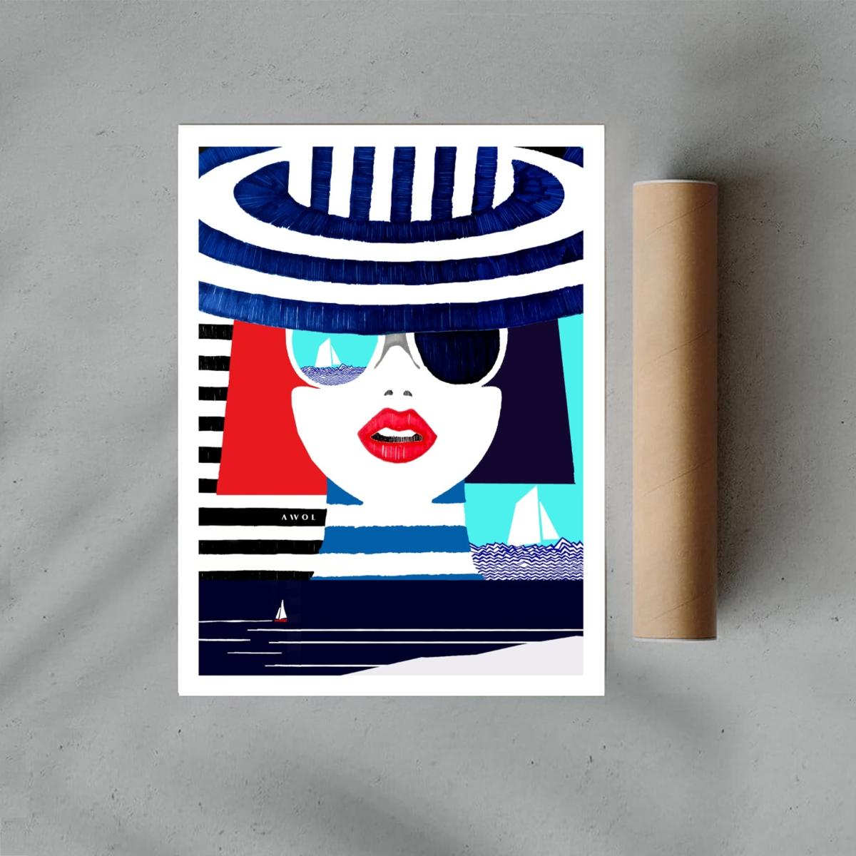 Blue / White / Red Portrait On The French Riviera: Slow Living In Style Art Print Awol – image 4
