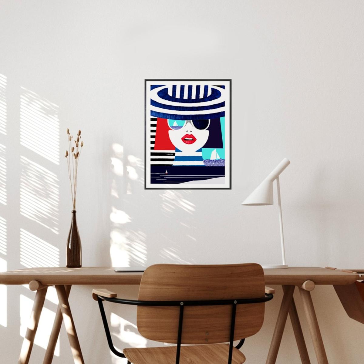 Blue / White / Red Portrait On The French Riviera: Slow Living In Style Art Print Awol – image 5