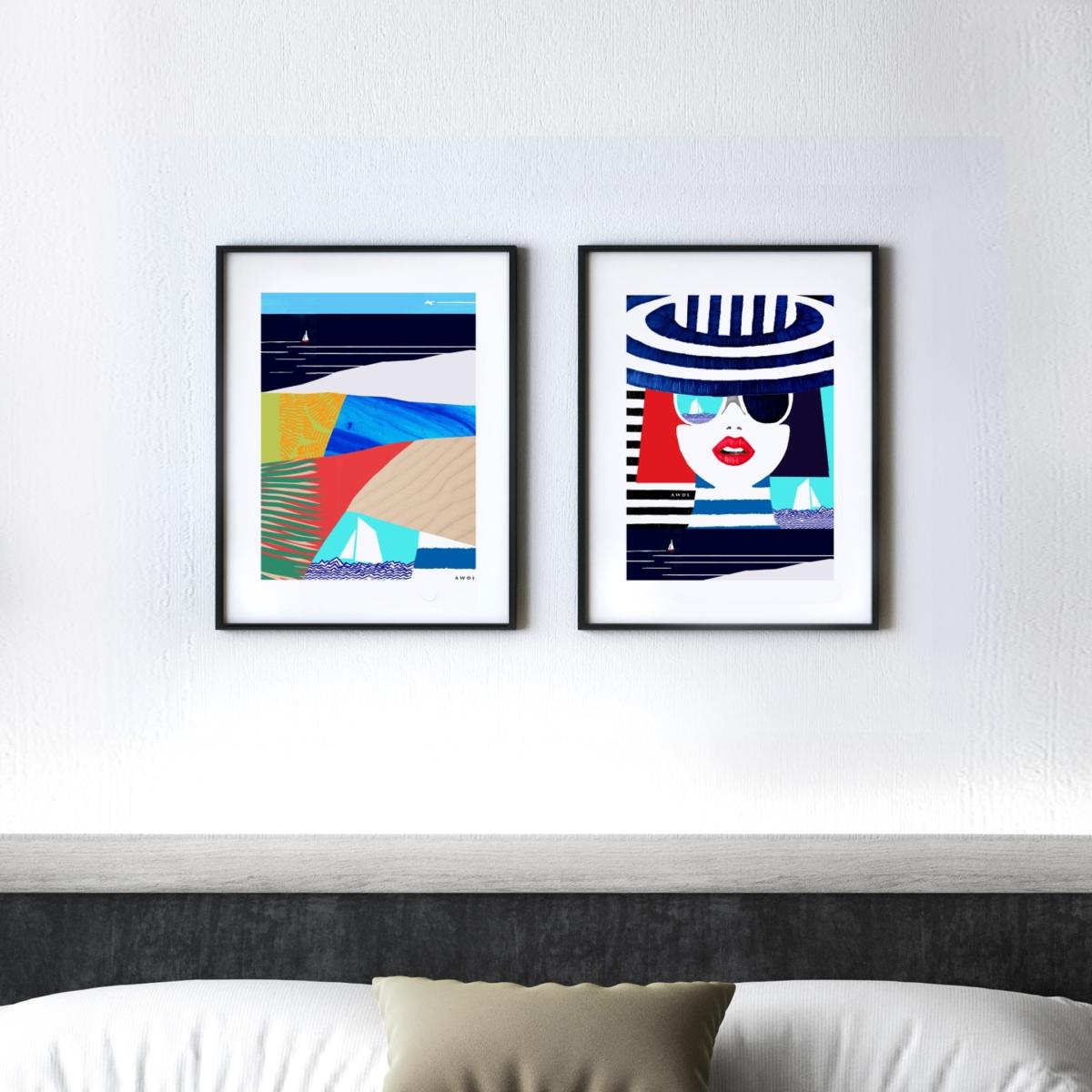 Blue / White / Red Portrait On The French Riviera: Slow Living In Style Art Print Awol – image 7