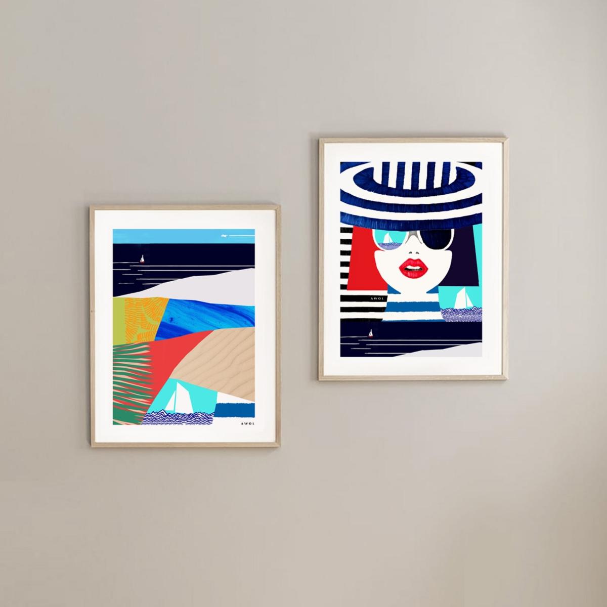 Blue / White / Red Portrait On The French Riviera: Slow Living In Style Art Print Awol – image 9