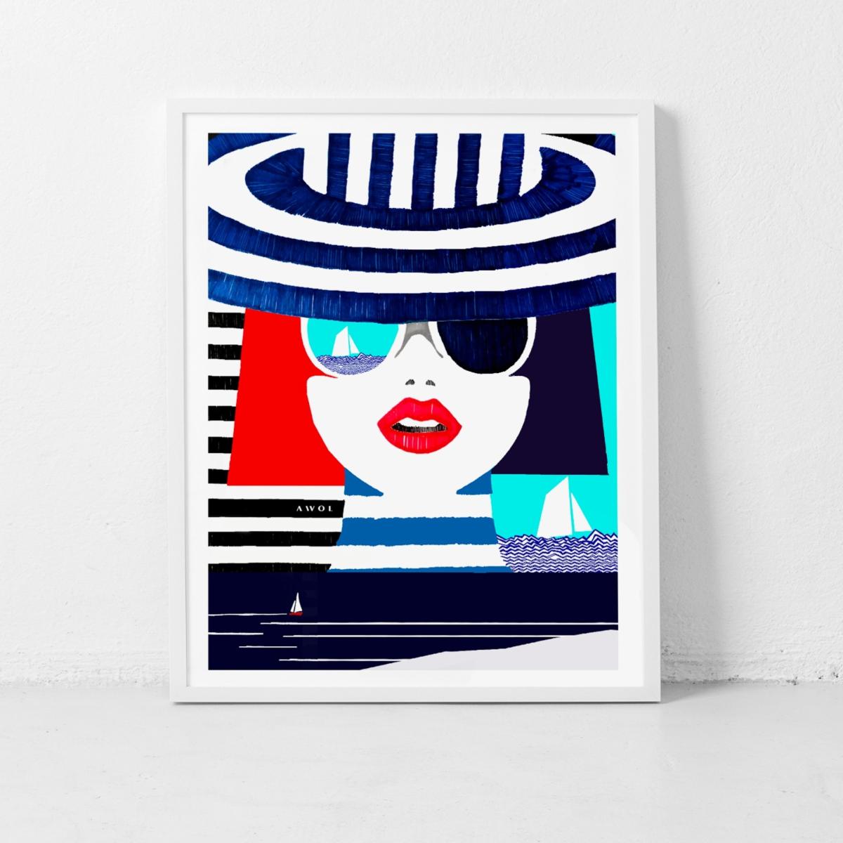 Blue / White / Red Portrait On The French Riviera: Slow Living In Style Art Print Awol – image 10