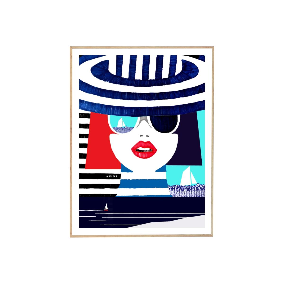Blue / White / Red Portrait On The French Riviera: Slow Living In Style Art Print Awol – image 1