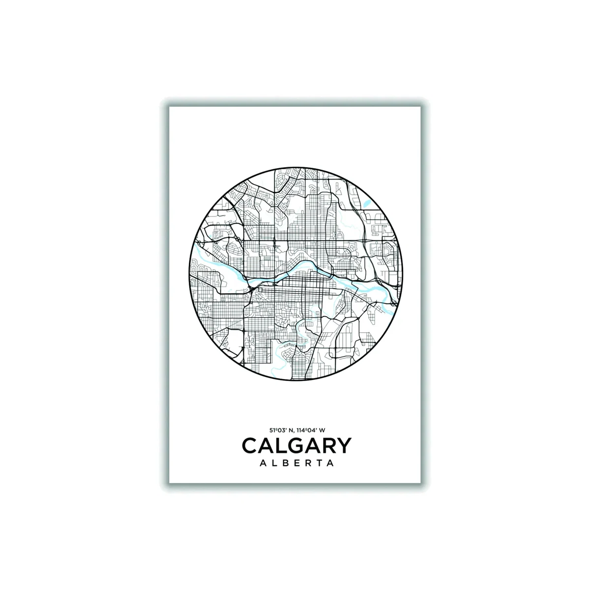Black Map Of Calgary A3 297 X 420Mm Stanley Print House – image 1