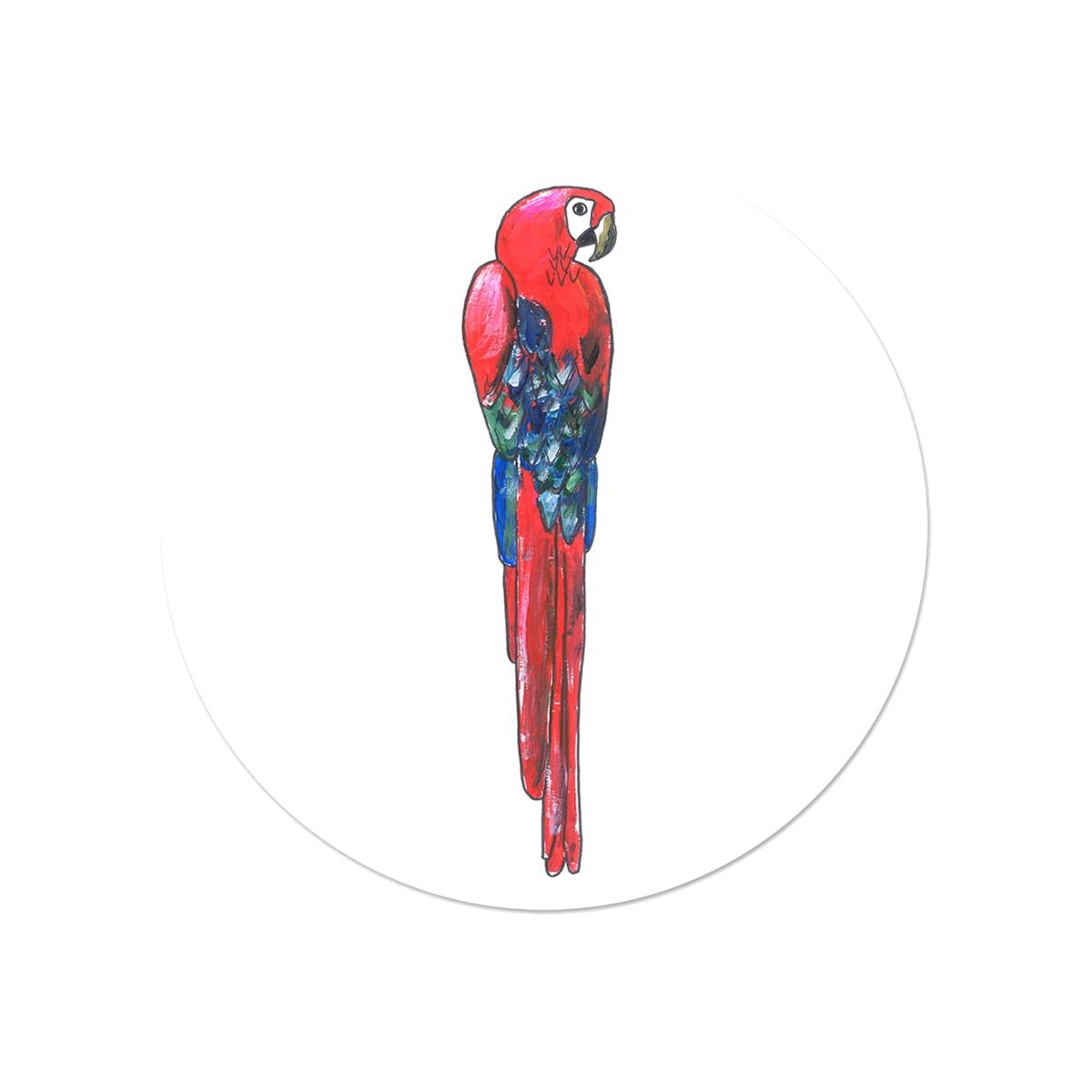 Circle Wall Sticker Parrot Red Catchii – image 1