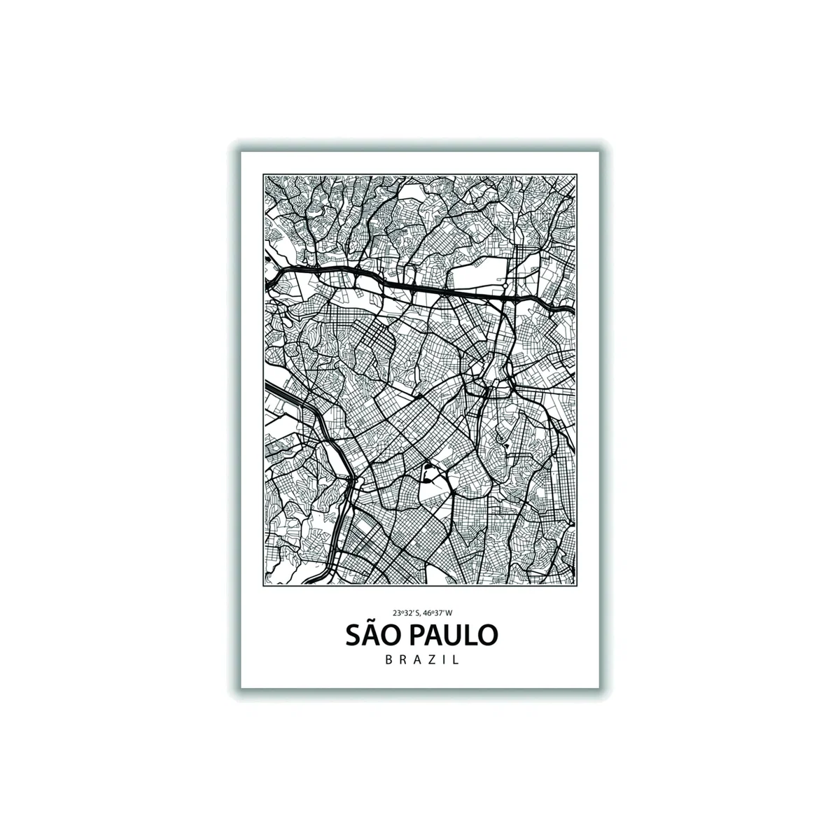 Black Map Of Sao Paulo A1 594 X 841Mm Stanley Print House – image 1