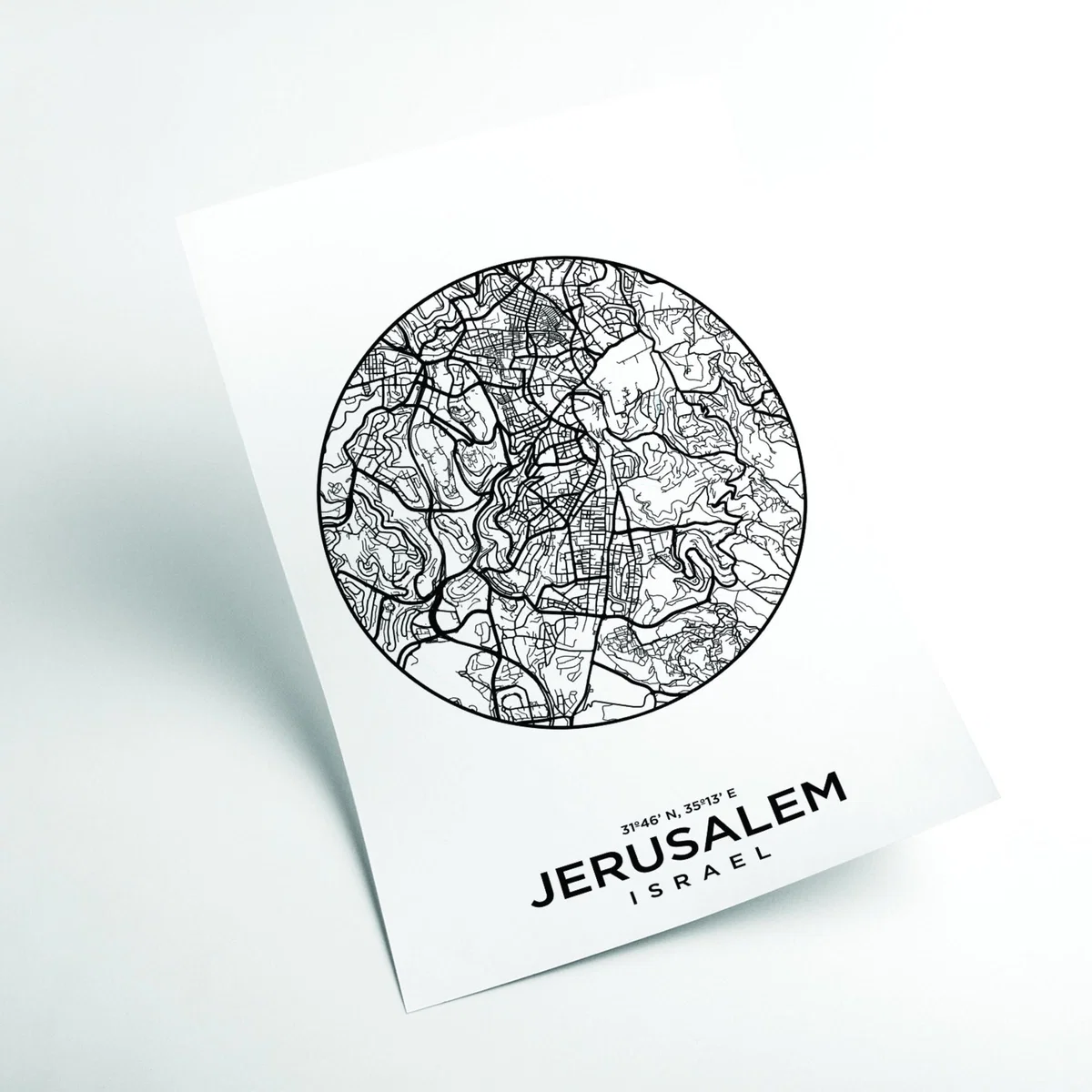 Black Map Of Jerusalem A2 420 X 594Mm Stanley Print House – image 2