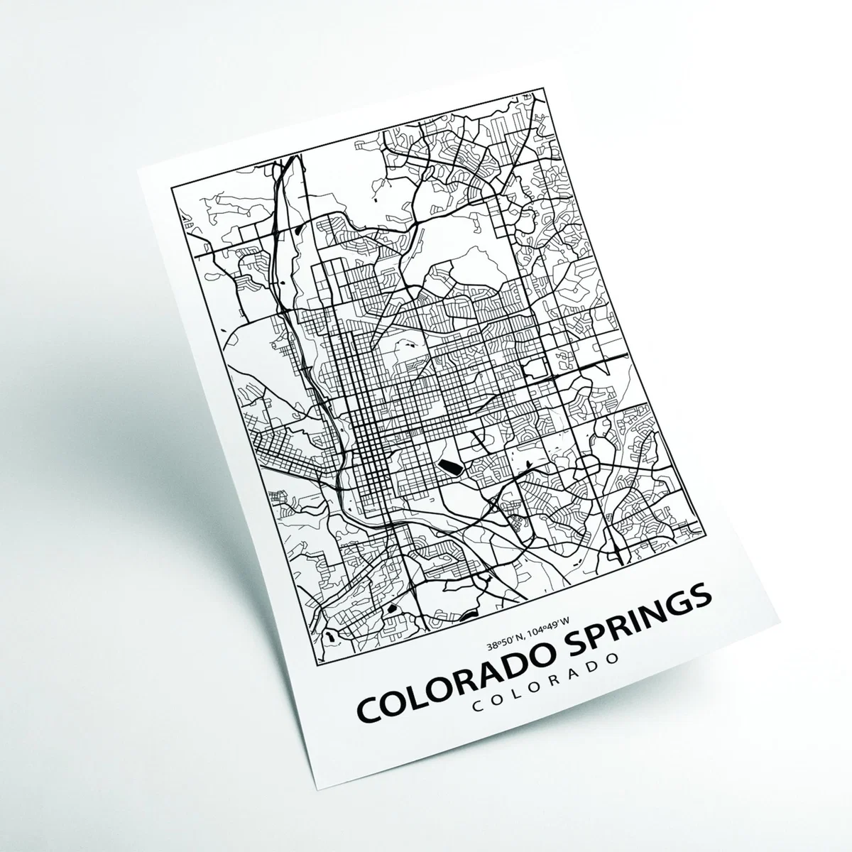 Black Map Of Colorado Springs A1 594 X 841Mm Stanley Print House – image 2