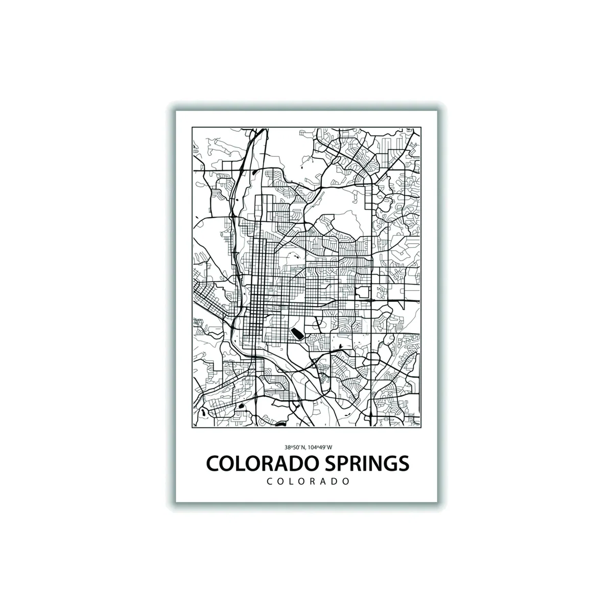 Black Map Of Colorado Springs A1 594 X 841Mm Stanley Print House – image 1