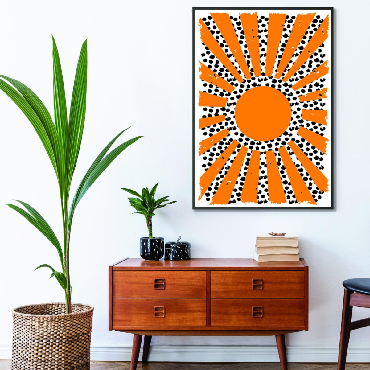 Yellow / Orange 70'S Inspired Sun A4 210 X 297Mm Stanley Print House – image 3