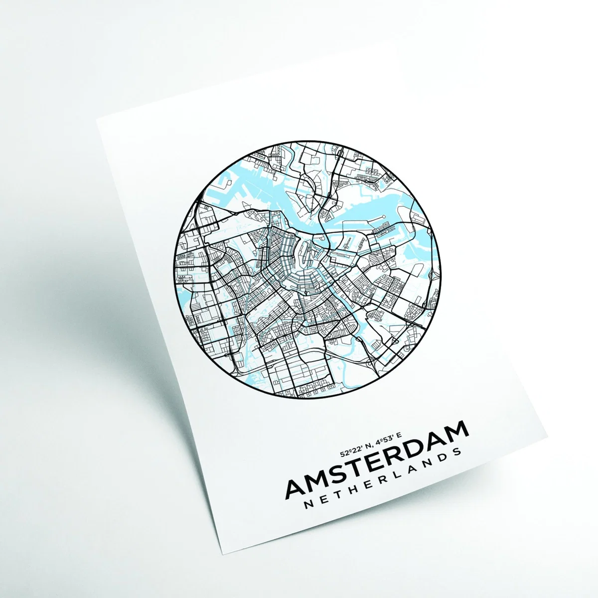 Blue Map Of Amsterdam A3 297 X 420Mm Stanley Print House – image 2