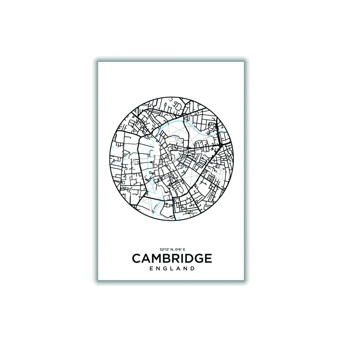 Black Map Of Cambridge Large Stanley Print House – image 1