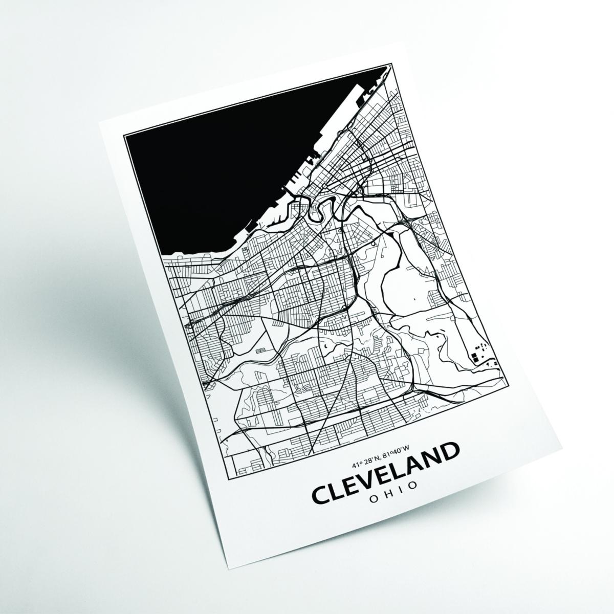 Black Map Of Cleveland Ohio Extra Large Stanley Print House – image 2