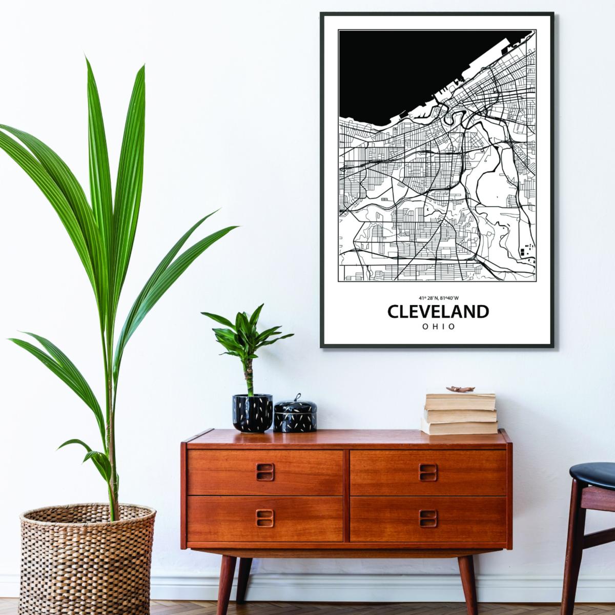 Black Map Of Cleveland Ohio Extra Large Stanley Print House – image 3
