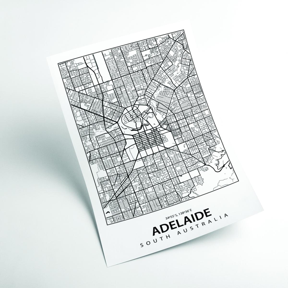 Black Map Of Adelaide Extra Large Stanley Print House – image 2