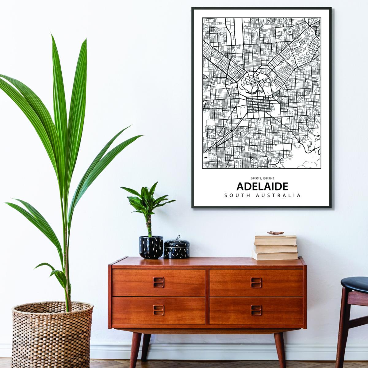 Black Map Of Adelaide Extra Large Stanley Print House – image 3