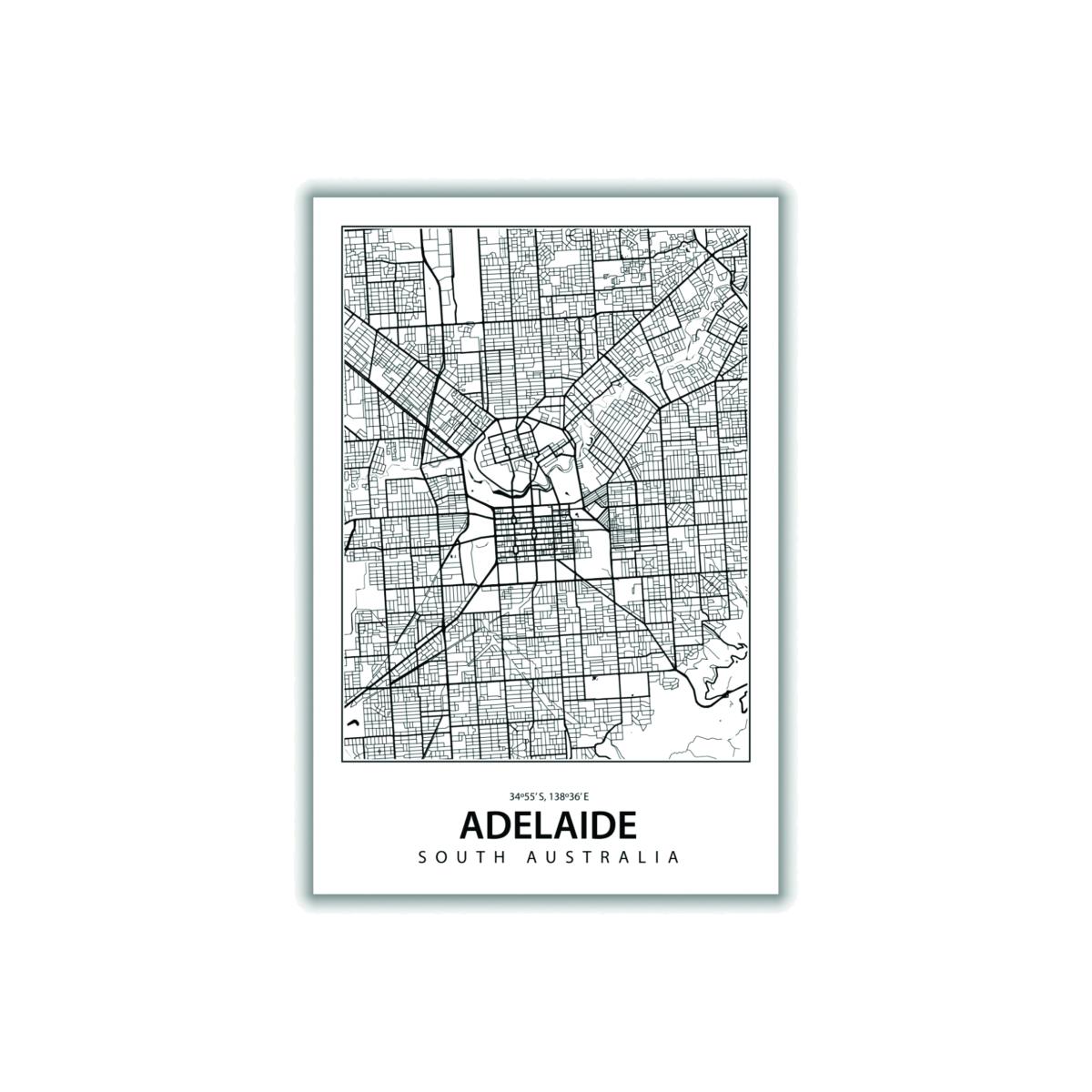 Black Map Of Adelaide Extra Large Stanley Print House – image 1