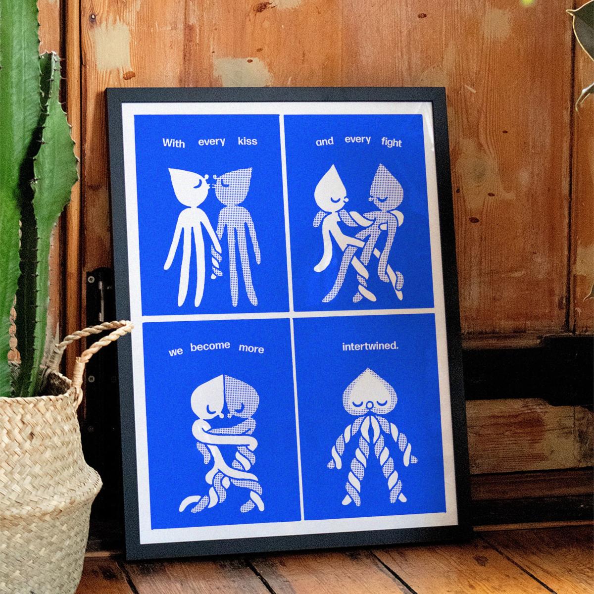 Blue Intertwined - Giclee Fine Art Print - Small | 12 X 16" | East Side Studio London – image 3