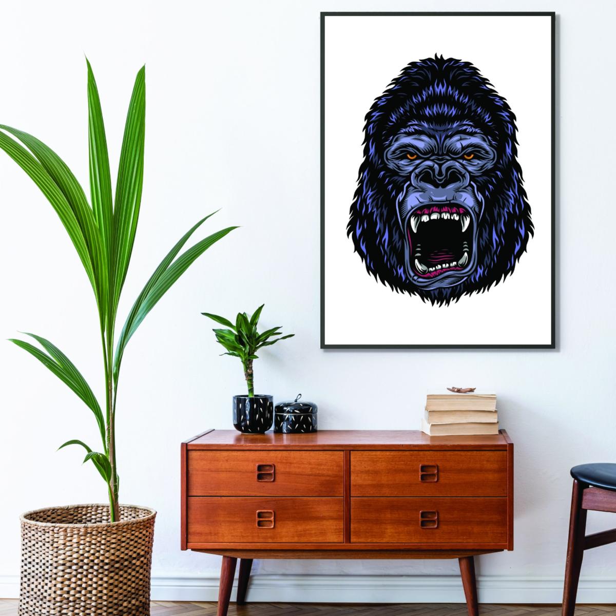 Pink / Purple Gorilla Illustration A1 594 X 841Mm Stanley Print House – image 3