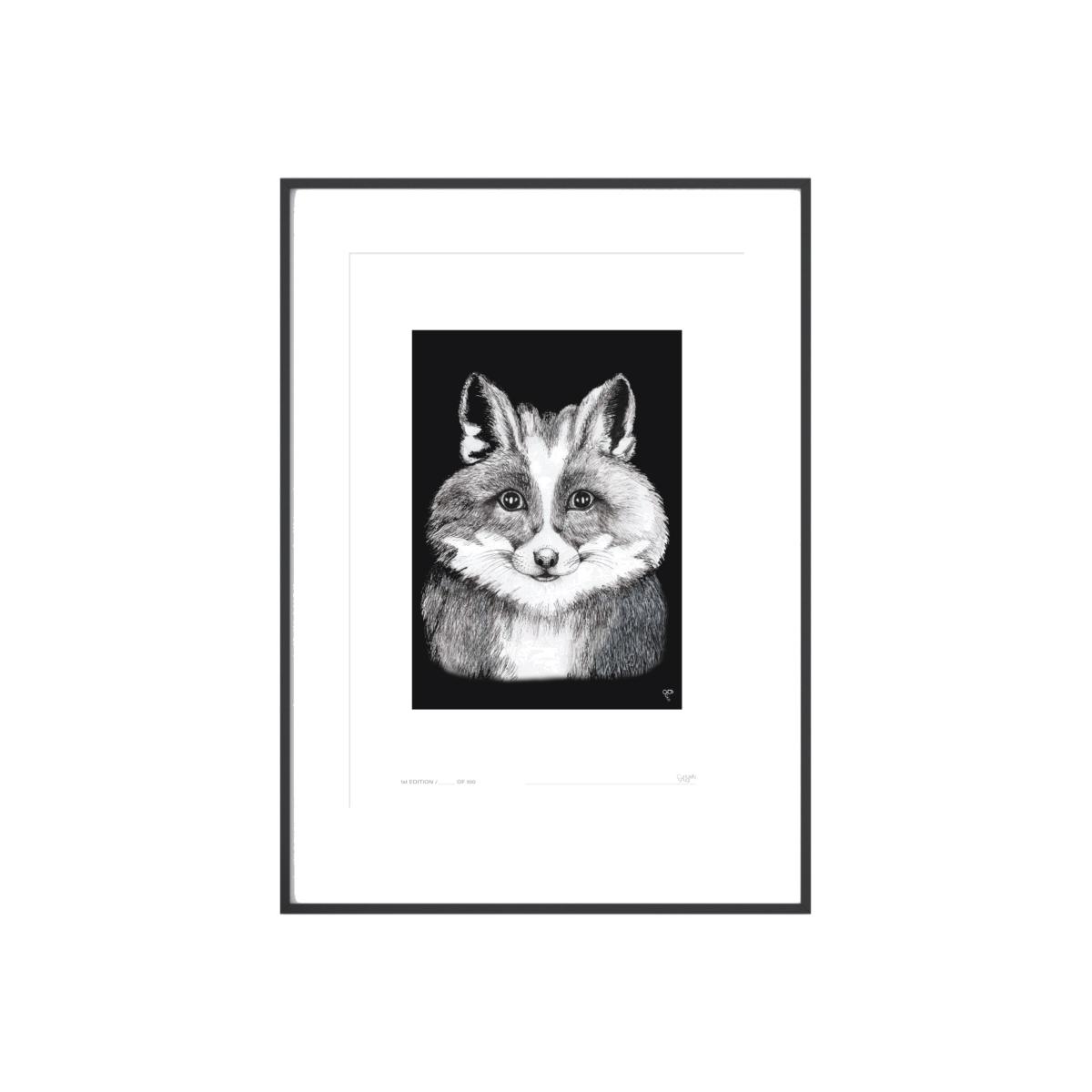 Curious Creatures Series - Fox Bunny Fun Print - Black Curiosity Snug – image 1
