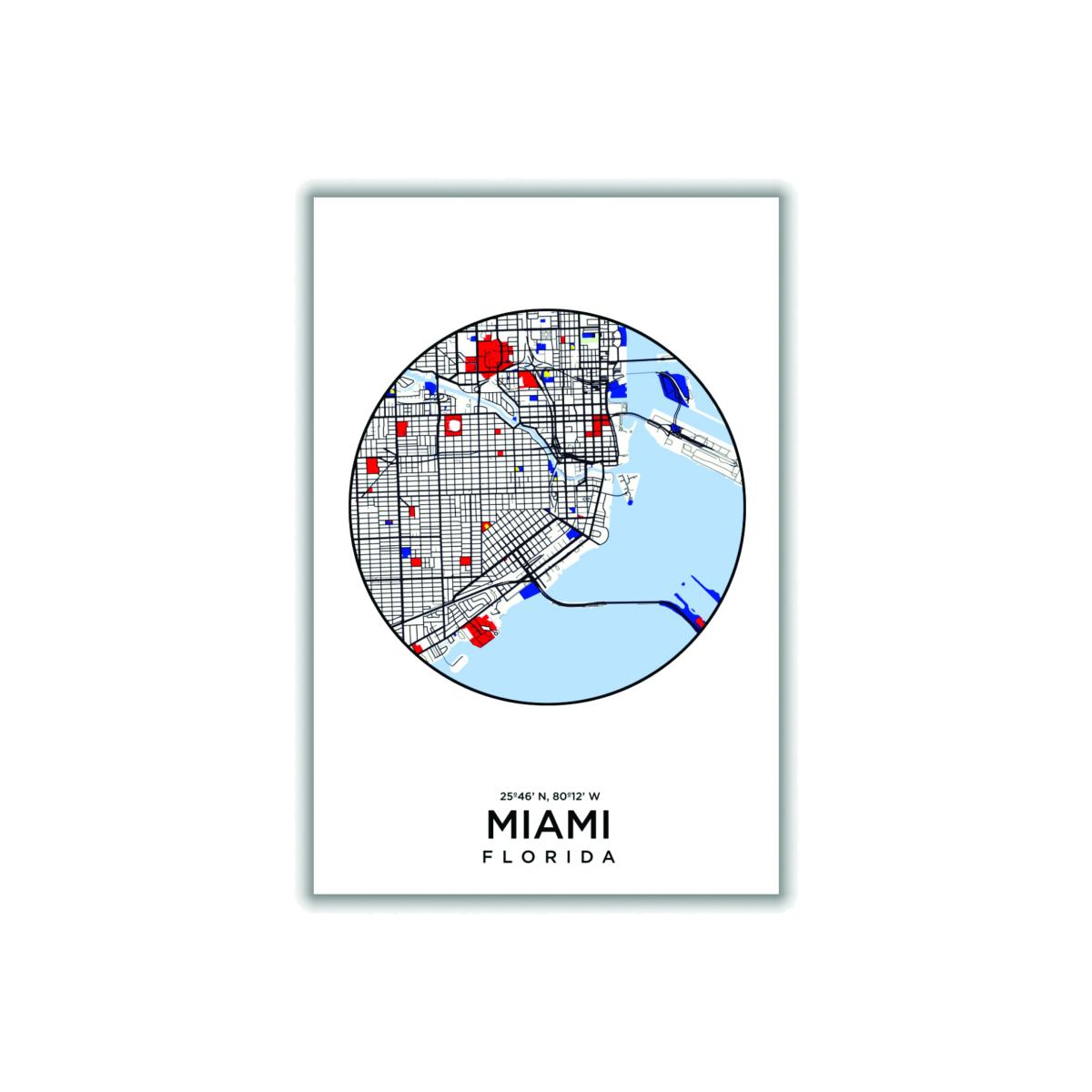 Blue Map Of Miami Florida 1 A2 420 X 594Mm Stanley Print House – image 1