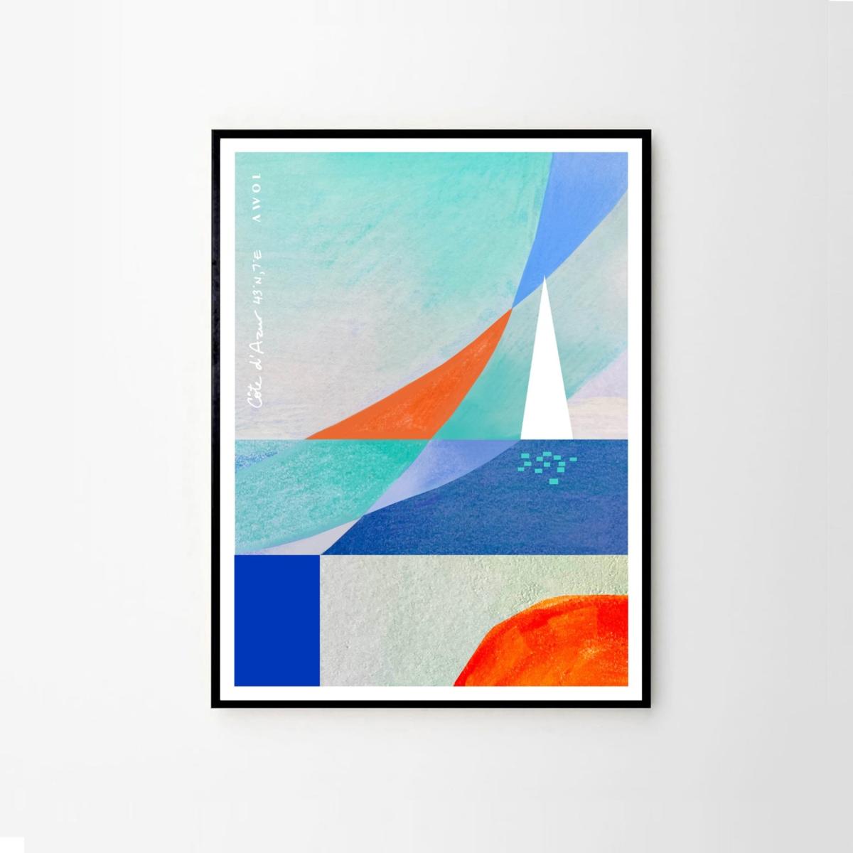 White / Blue / Yellow Art Abstraction On The French Riviera: Sailboats On The Sea At Sunrise Awol – image 8