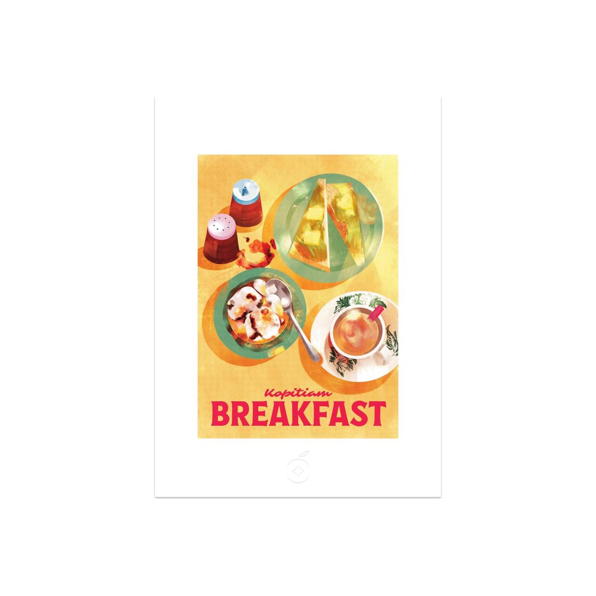 Yellow / Orange Kopitiam Breakfast Print A3 297 X 420Mm Niconico – image 1
