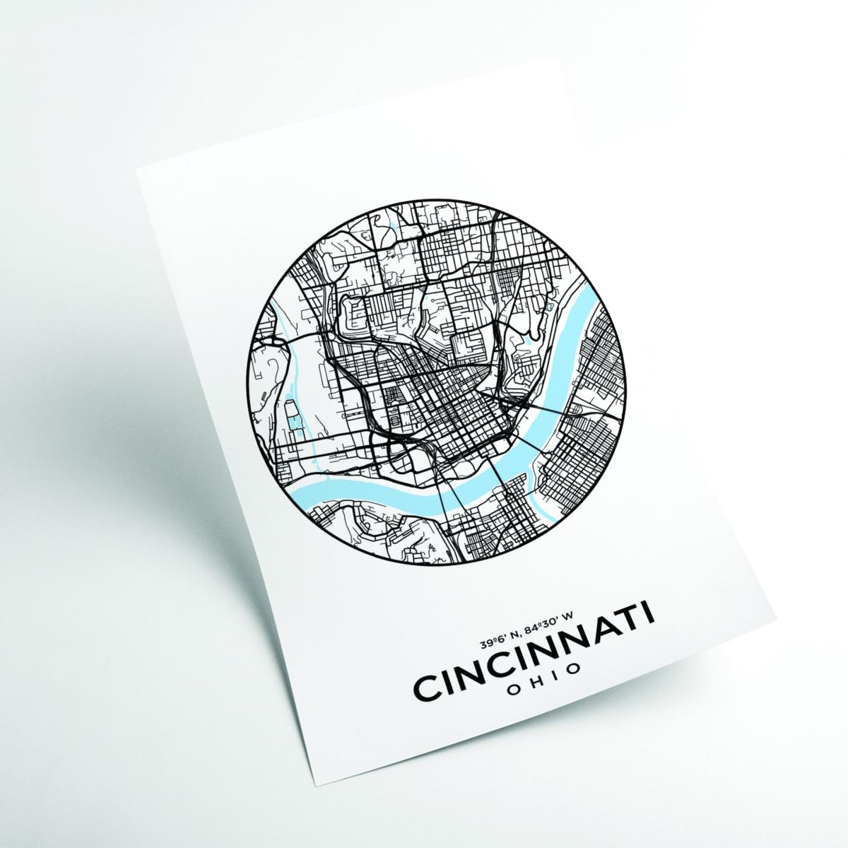 Blue Map Of Cincinnati Large Stanley Print House – image 2
