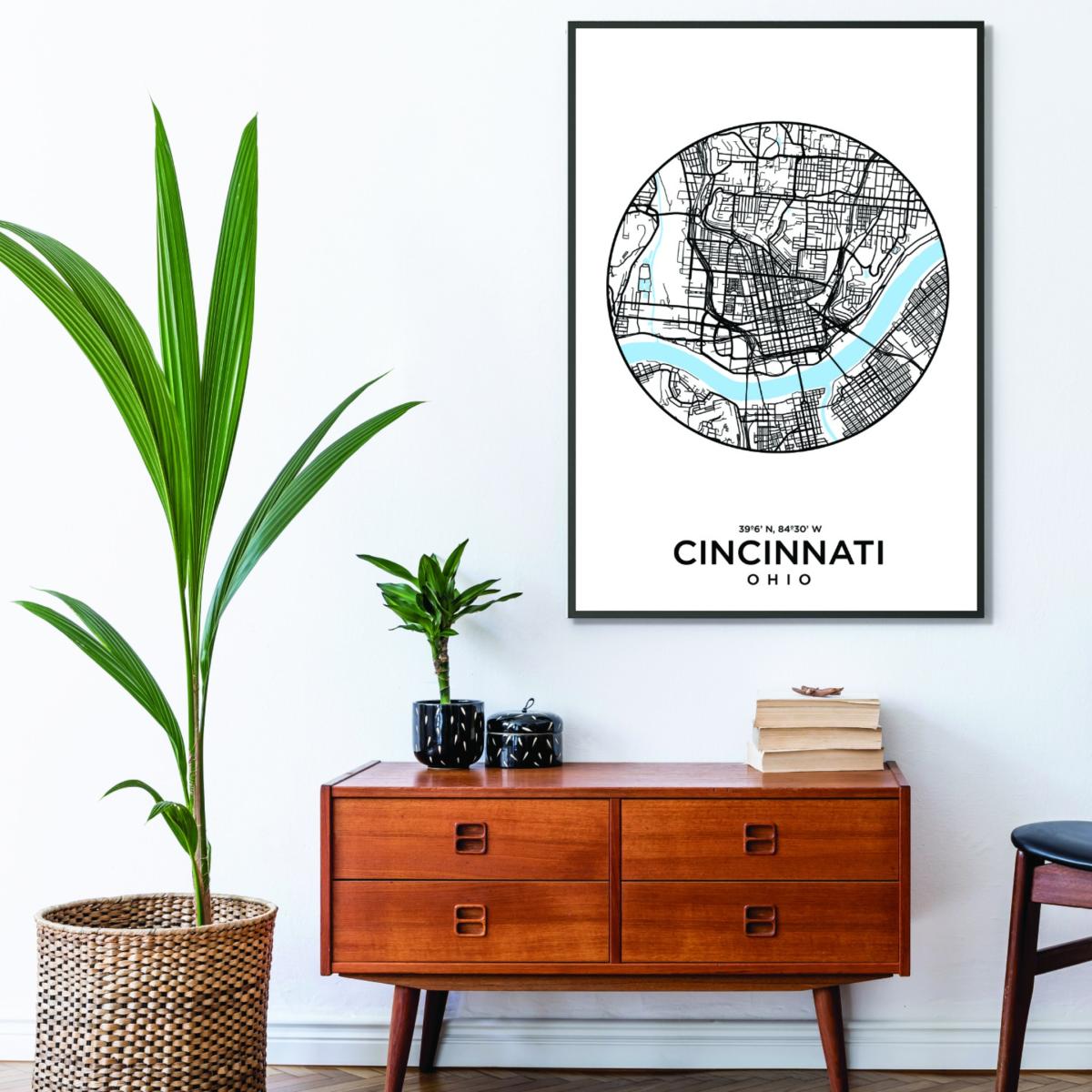 Blue Map Of Cincinnati Large Stanley Print House – image 3