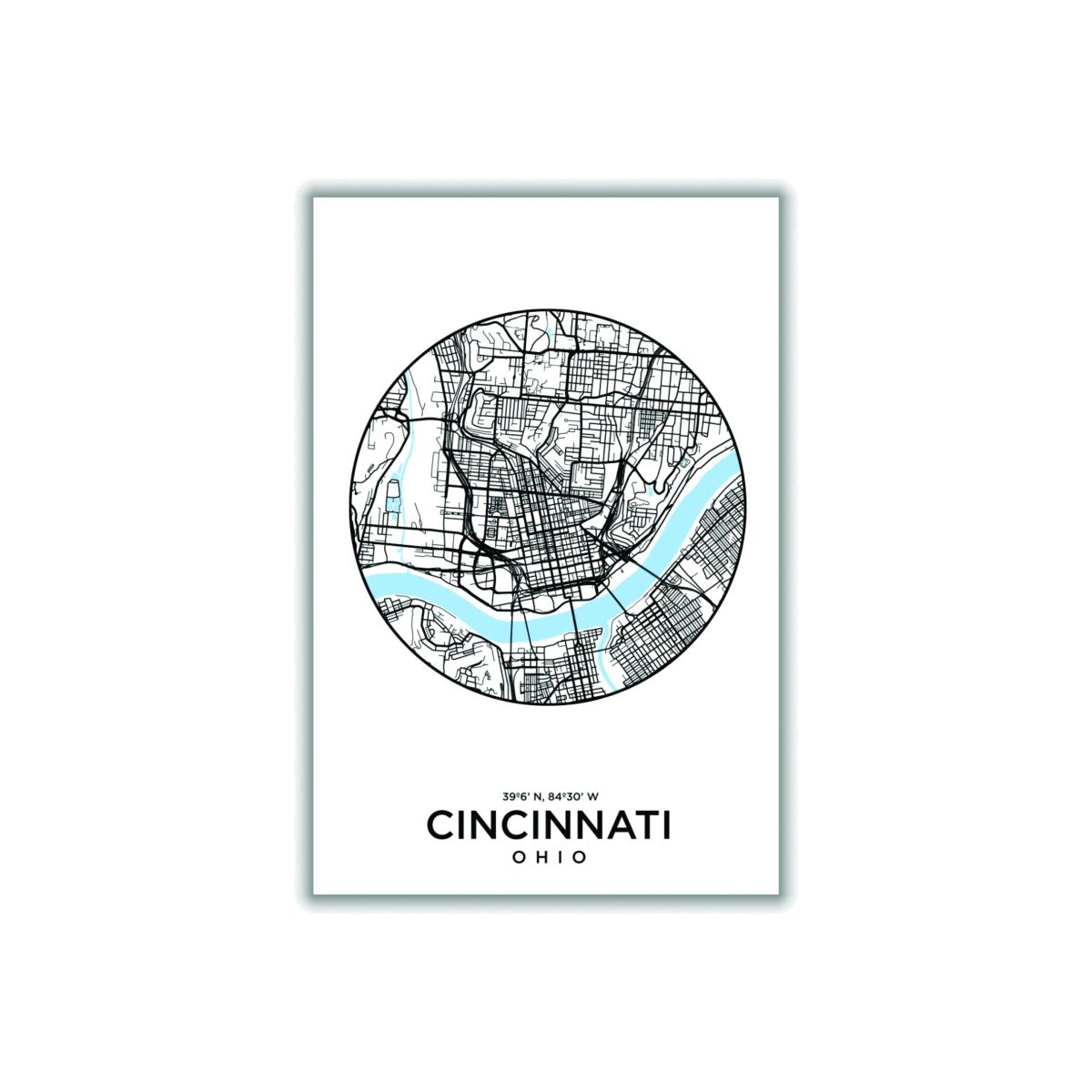 Blue Map Of Cincinnati Large Stanley Print House – image 1