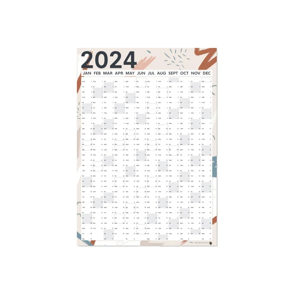 Neutrals 2024 Wall Planner - A1 Size A1 594 X 841Mm The Native State – image 1