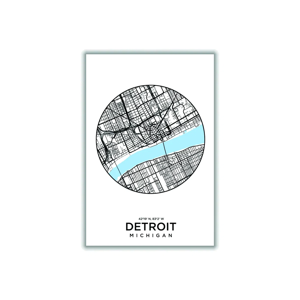 Blue Map Of Detroit A2 420 X 594Mm Stanley Print House – image 1