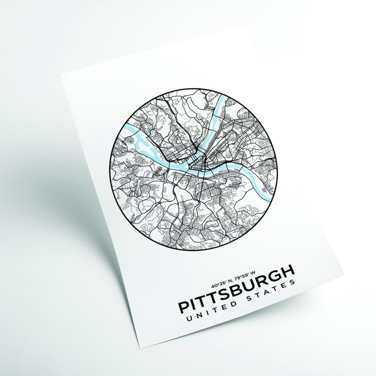 Blue Map Of Pittsburgh A4 210 X 297Mm Stanley Print House – image 2