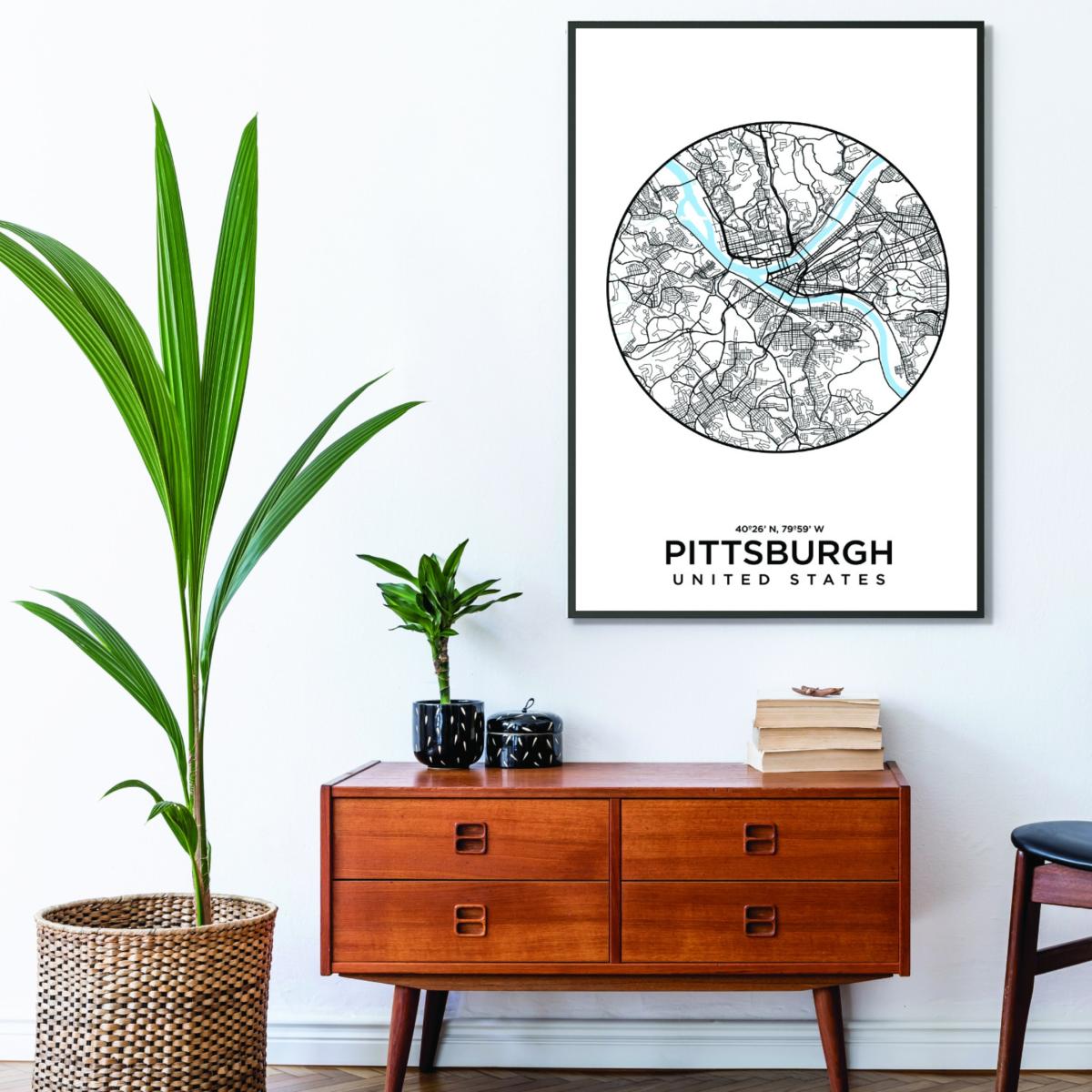 Blue Map Of Pittsburgh A4 210 X 297Mm Stanley Print House – image 3
