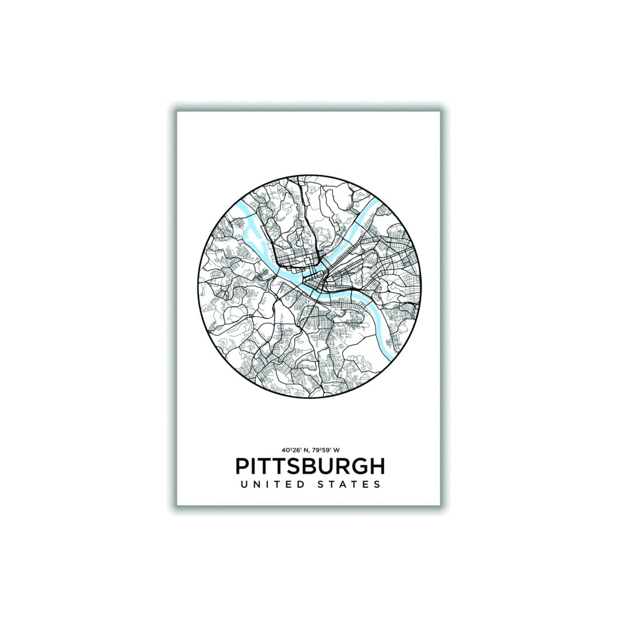 Blue Map Of Pittsburgh A4 210 X 297Mm Stanley Print House – image 1