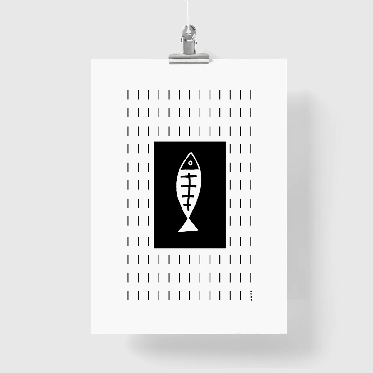 Black / White Plenty Of Fish Art Print: Black And White Fish Illustration Swimming Upstream In A Graphic Line Pattern Awol – image 5