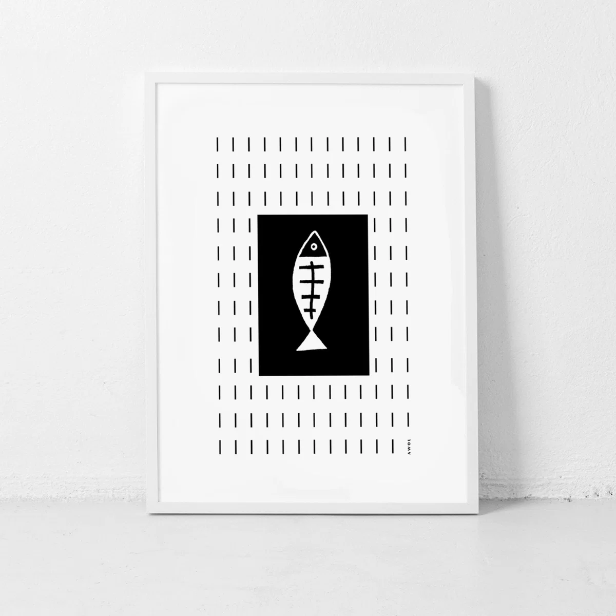 Black / White Plenty Of Fish Art Print: Black And White Fish Illustration Swimming Upstream In A Graphic Line Pattern Awol – image 10