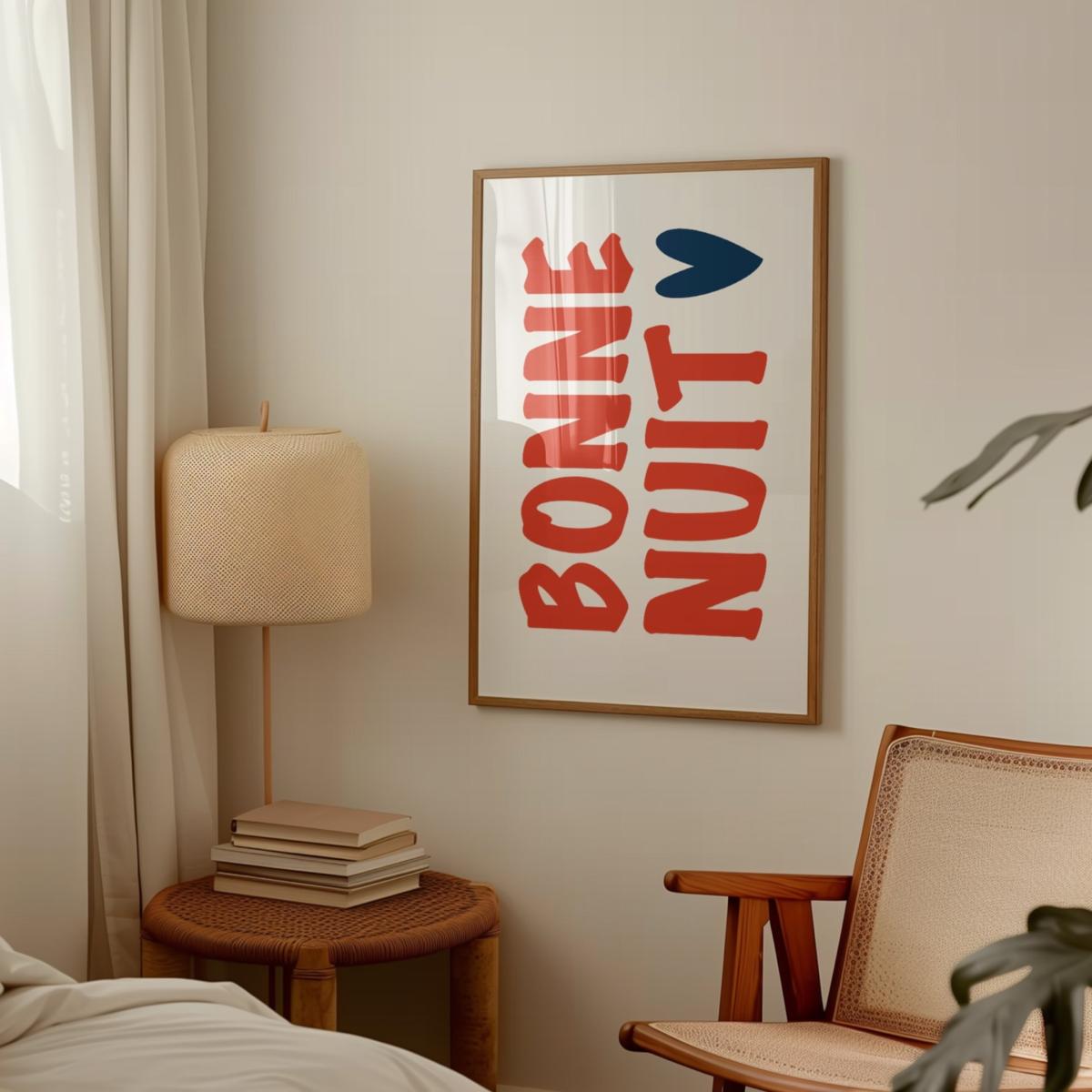 Red / Blue Bonne Nuit French Retro Inspired Giclée Art Print A3 | A3 | 297 X 420Mm | Fanclub – image 2