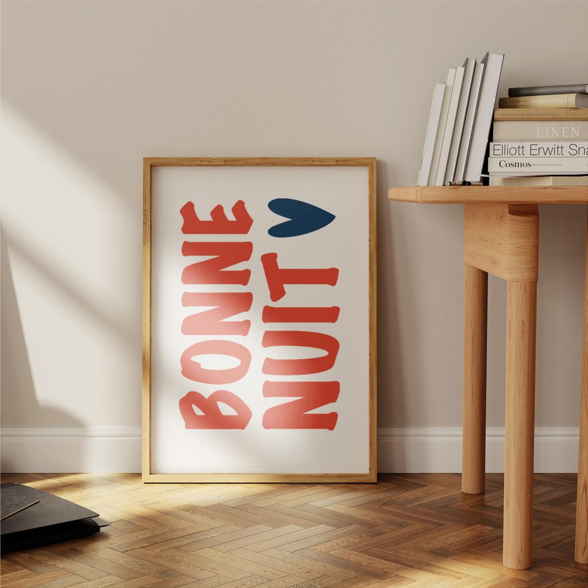 Red / Blue Bonne Nuit French Retro Inspired Giclée Art Print A3 | A3 | 297 X 420Mm | Fanclub – image 4
