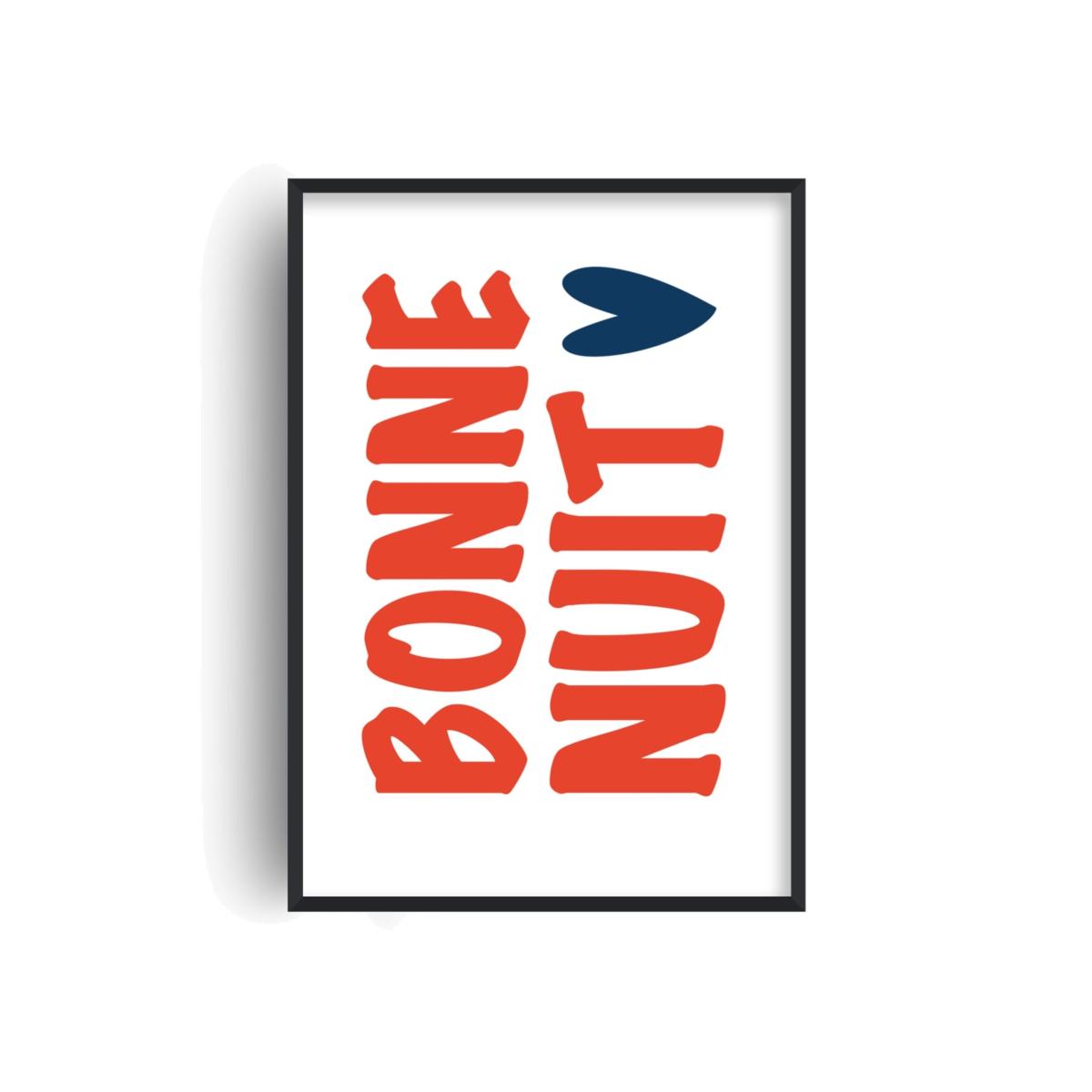 Red / Blue Bonne Nuit French Retro Inspired Giclée Art Print A3 | A3 | 297 X 420Mm | Fanclub – image 1