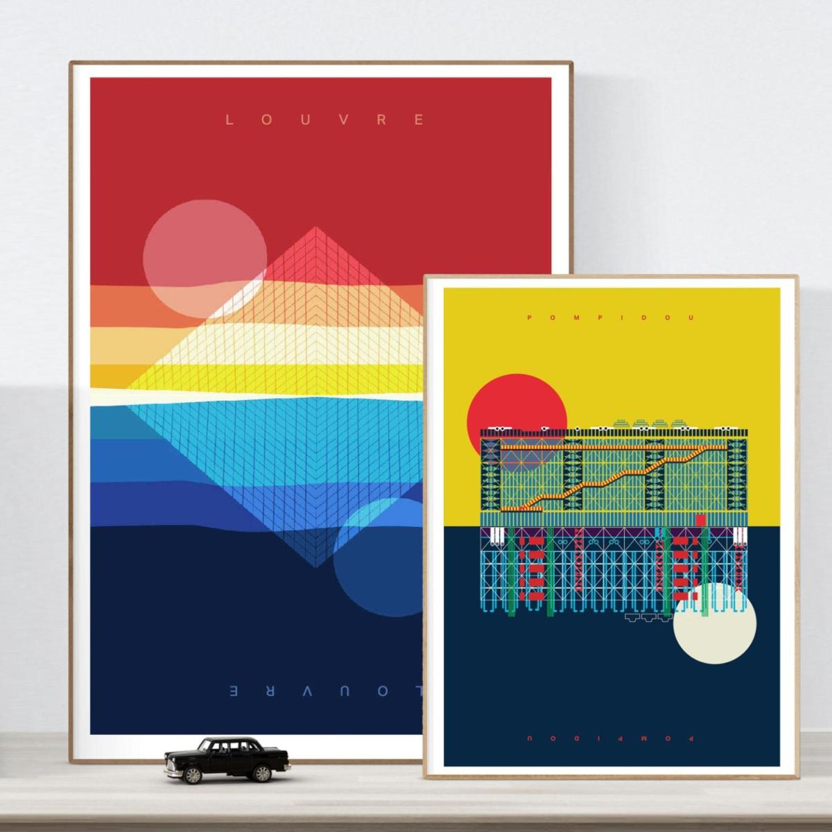 The Pompidou Centre Paris Illustrated Art Print A3 297 X 420Mm Eye for London Prints – image 3