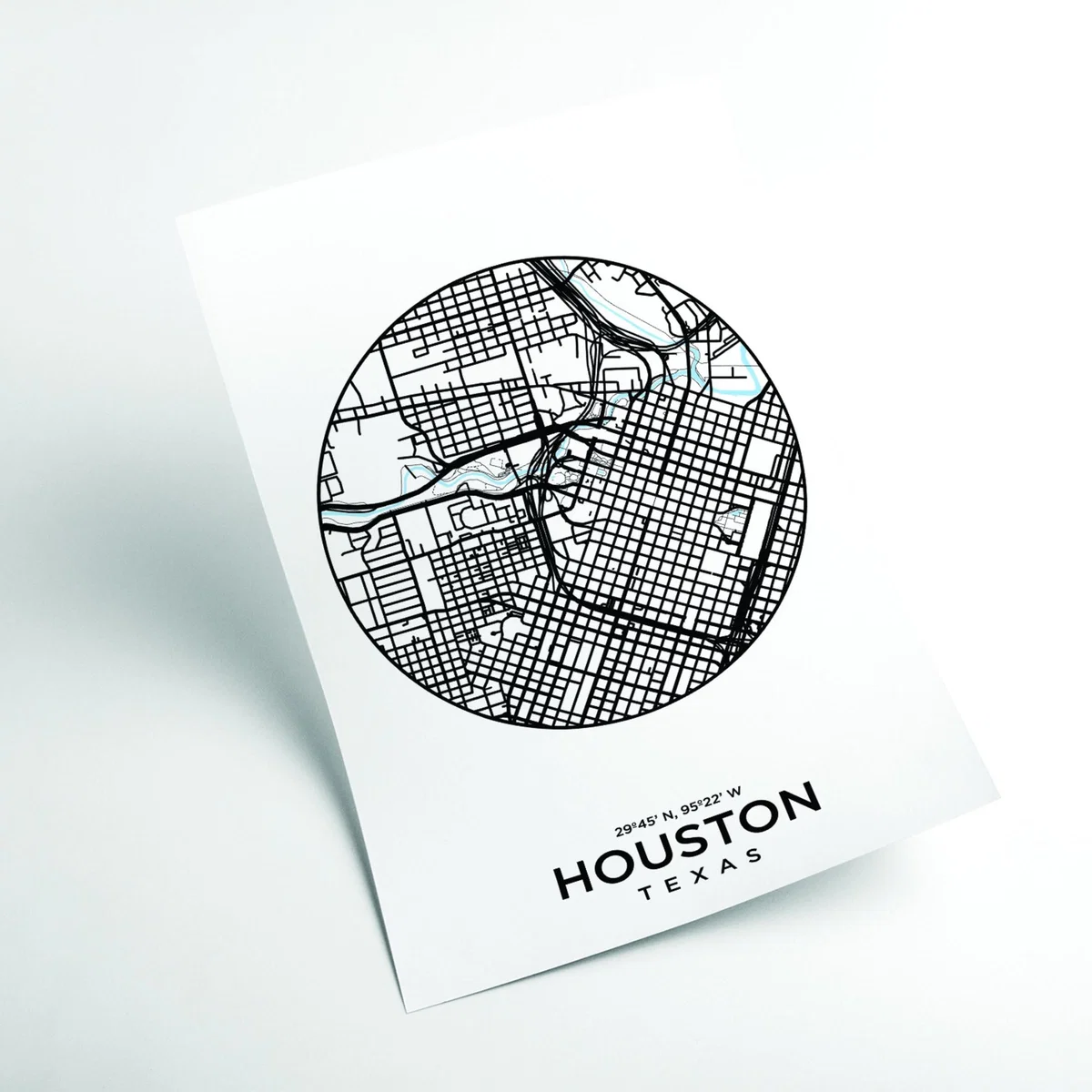 Black Map Of Houston A1 594 X 841Mm Stanley Print House – image 2